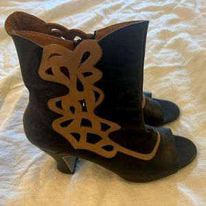 John Fluevog cutout open-toe booties. Special order. Size 10 US/40 EU